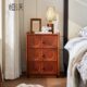 恒沃 中古风床边小柜子 实木床头柜小户型卧室家用床头置物台法式