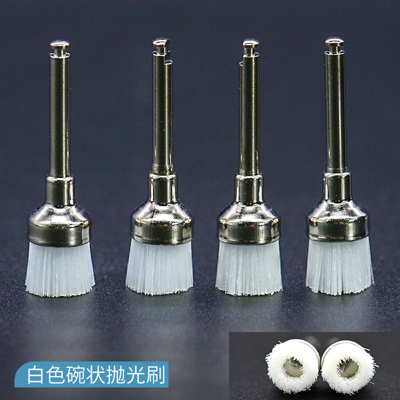 牙科抛光刷洁牙抛光牙缝弯机用大号平头抛光刷彩色尼龙小毛刷材料
