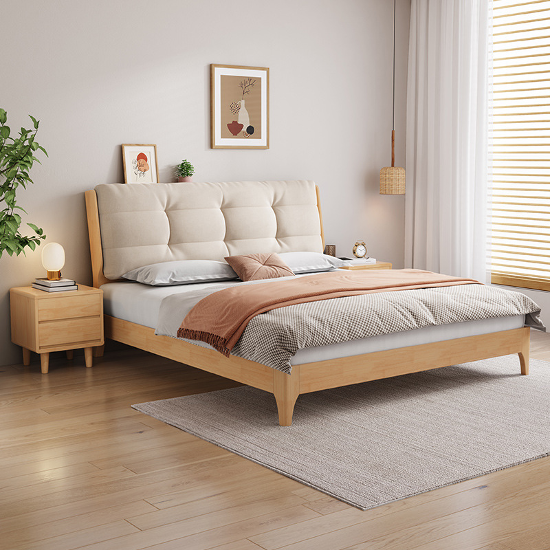 北欧丹麦北欧风格橡木床1.8米双人床高箱储物软包实木卧室纯实木