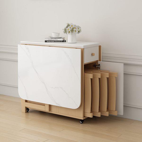 岩板折叠餐桌椅组合家用小户型2024新款靠墙省空间移动长方形饭桌,住宅家具,岩板餐桌,淘宝优惠券,粉丝福利购,淘宝优惠卷