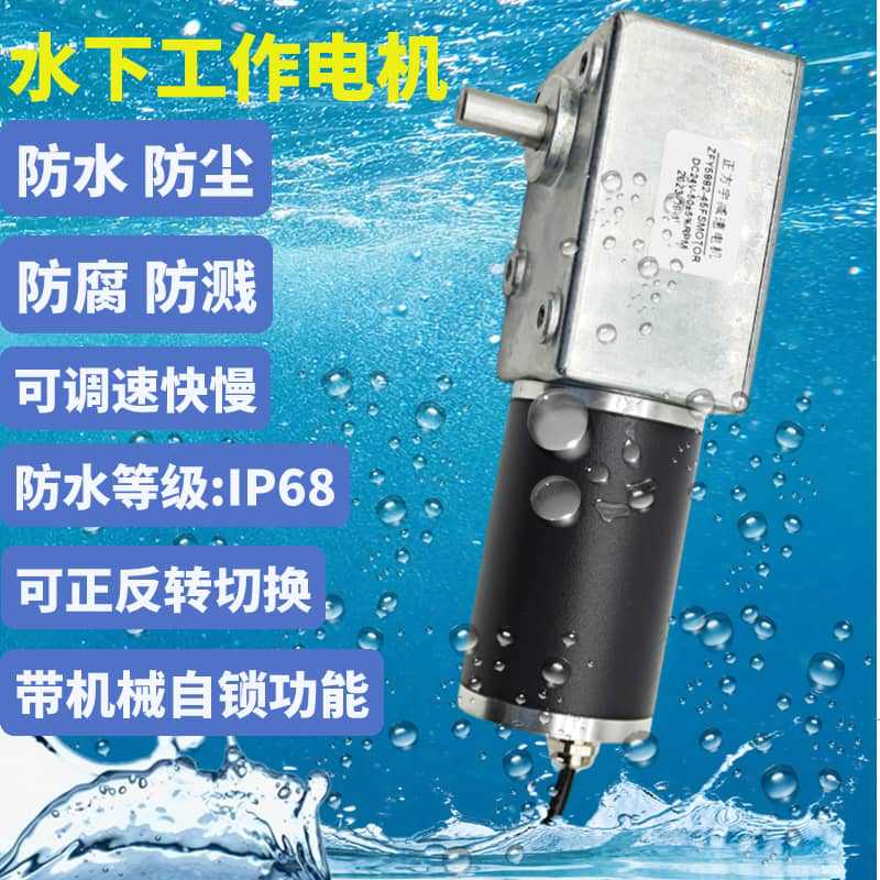 ZFY5882-45防尘IP68防水电机涡轮蜗杆全金属齿轮直流电动机减速