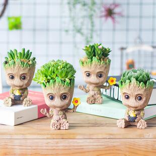 格鲁特多肉易养盆栽绿植办公室内居家桌面简约装饰摆件创意礼品