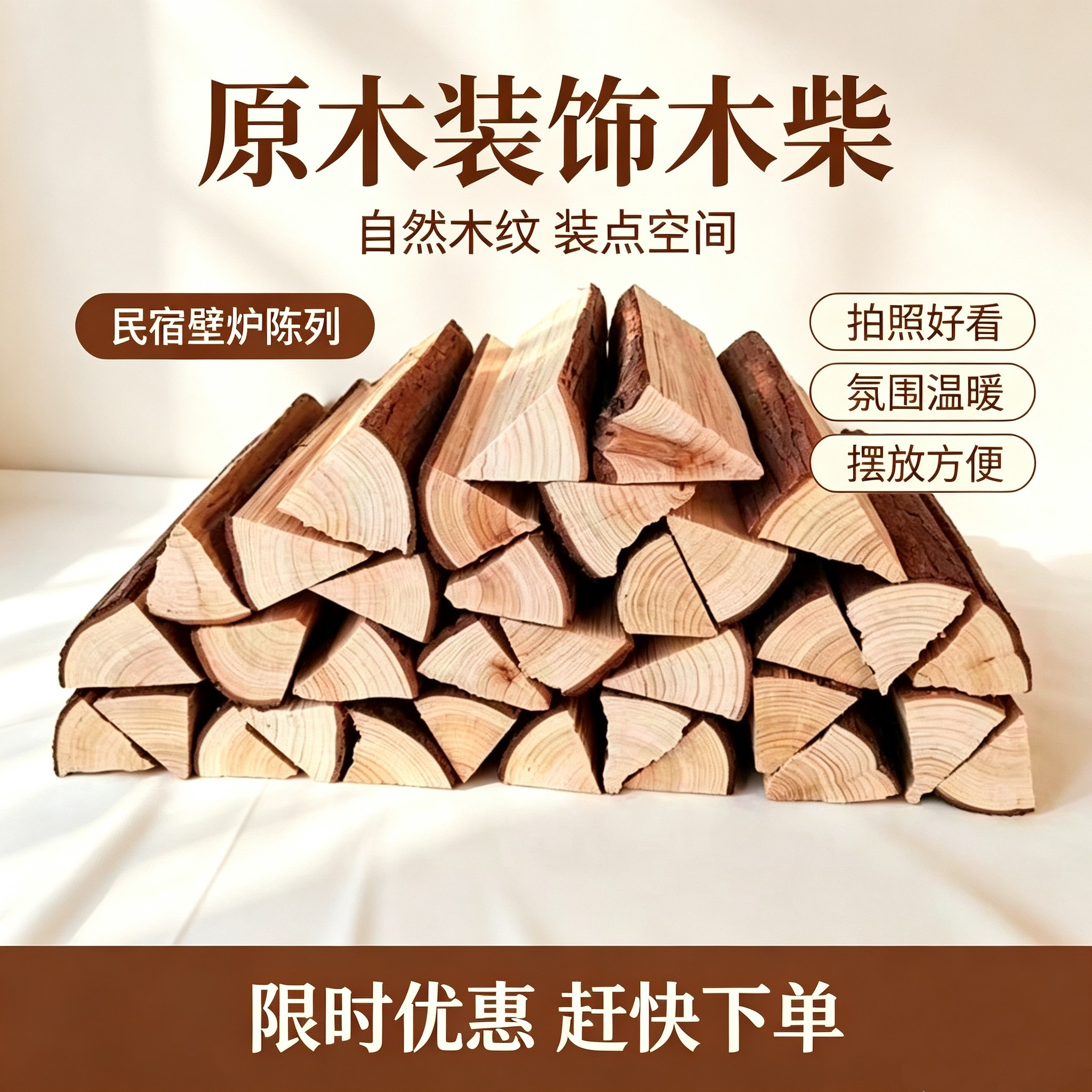 原木木头壁炉装饰摆件木柴客厅背户外/庭院摆件