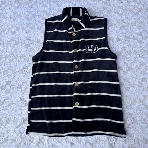 包邮小立领前扣柔软薄款法兰绒无袖家居马夹男款秋季休闲基础大众