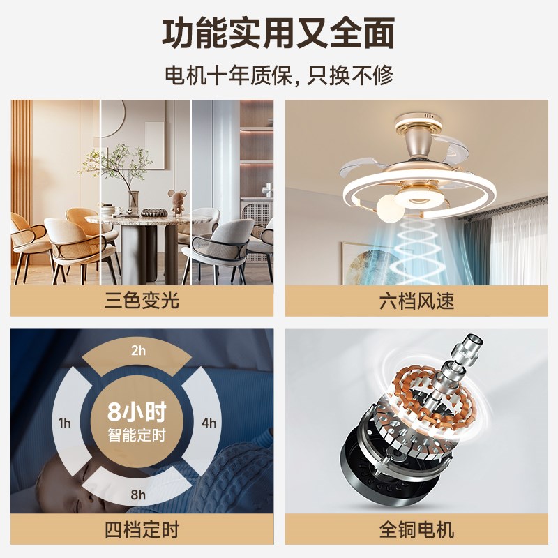 高档智能静音遥控吸顶卧室风扇灯新款北欧轻奢餐厅客厅吊扇灯简约