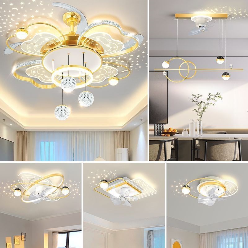 隐形吊扇灯42寸吊扇o家用客厅饭厅卧室吸顶带电扇吊灯一体变频组