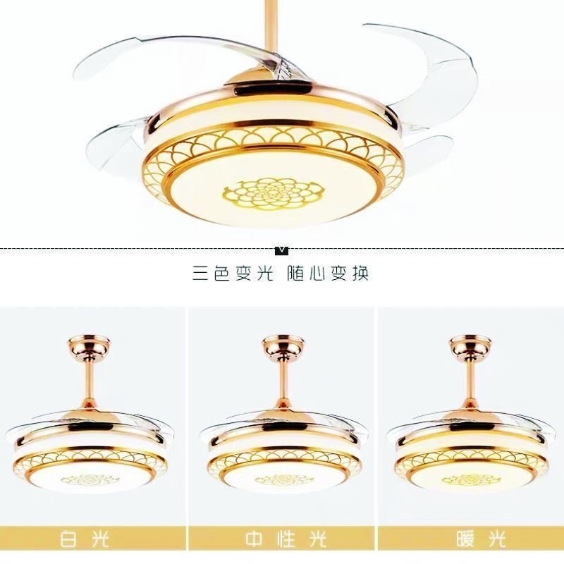 隐形风扇灯大风力吊扇灯现代简约卧室客厅餐N厅电风扇吊灯家用变