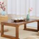 日式 榻榻米茶几飘窗桌老榆木炕桌实木仿古小茶桌矮桌地台功夫茶几