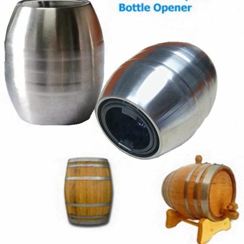 BO-006SL酒桶形/不锈钢啤酒开瓶器/自动按压式无痕起瓶器开盖神器