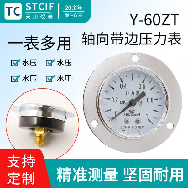 天川仪表Y-60ZT轴向带边压力表气压水压表面板式背接压力表真空表