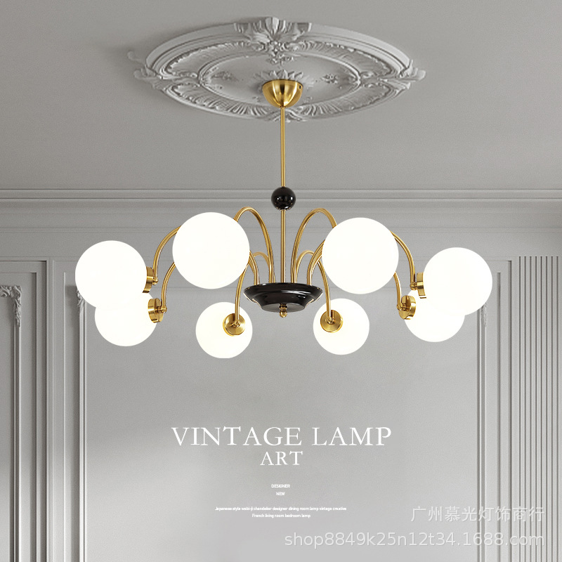 中古风北欧玻璃吊灯卧室客厅轻奢铜灯饰现代简约艺术设计师餐厅灯