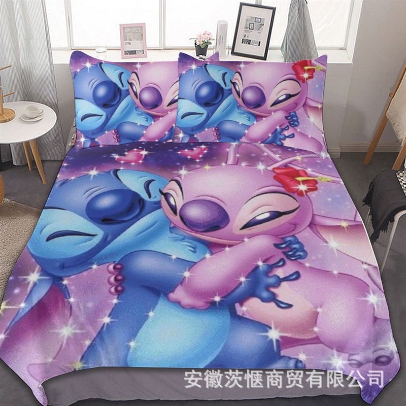 茨惬3D史e迪仔动漫数码印花被套三件套创意床上用品
