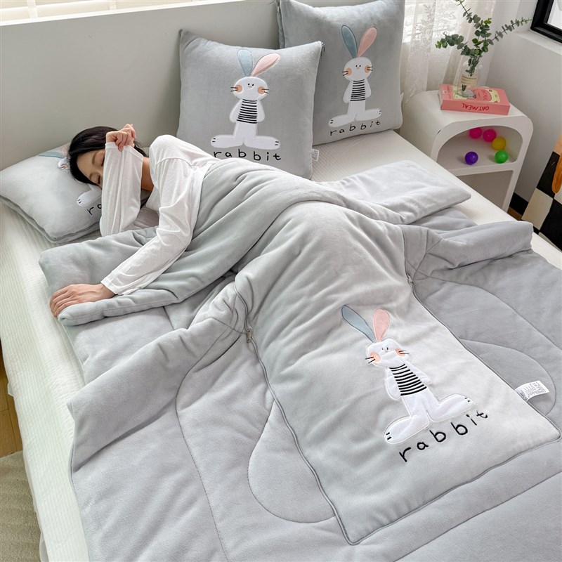 牛奶绒 加厚双i面绒抱枕车用被子两用二合一沙发靠枕午睡枕头毯子