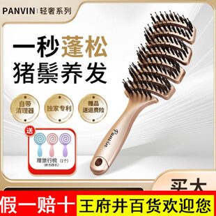 PANVIN蓬蓬梳子女家用蓬松按摩梳防静电卷发梳镂空猪鬃排骨梳