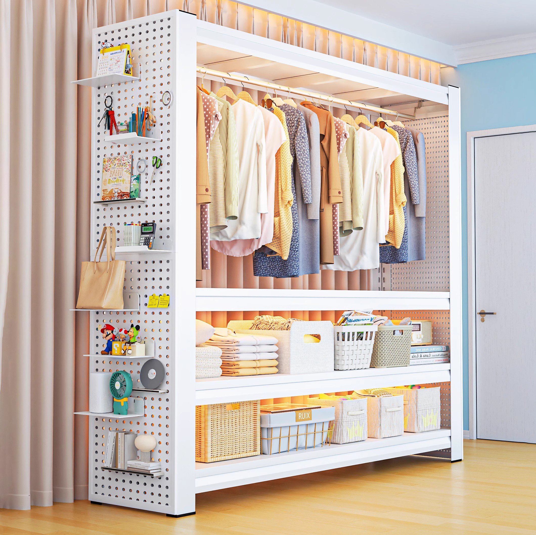 防尘衣物收纳柜简易衣架衣橱衣柜