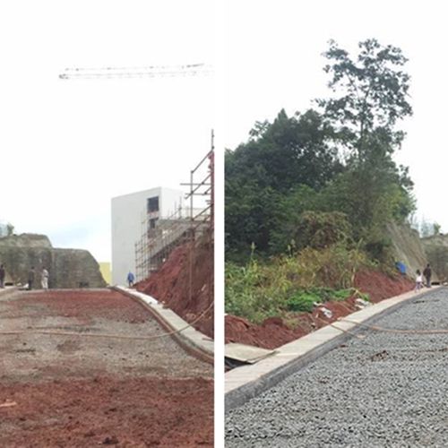 工程施工照片 PS修图P图处理沟槽软基砂砾石换填边坡喷锚钢板桩