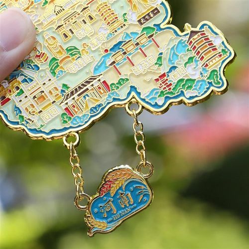 河南地图金属冰箱贴原创旅游纪念品特色景点地标文创伴手礼小礼物