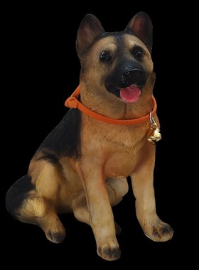 仿真警犬狼狗小摆件德国黑贝玩偶手工艺品汽车装饰品假山盆栽造景