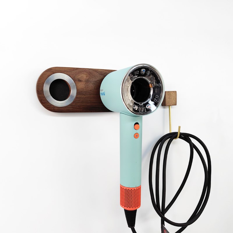 黑胡桃实木Hd16戴森吹风机支架免打孔Hd15置物架风嘴架收纳架壁挂