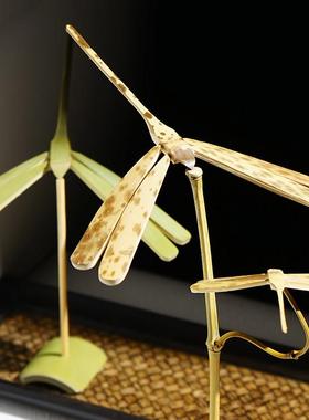 平衡竹蜻蜓小摆件文创中式国古风茶室禅意茶几桌面竹子装饰品创意