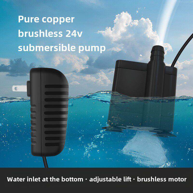 V鱼缸循环泵底吸潜水泵静音低吸水泵水族箱吸小鱼粪换水