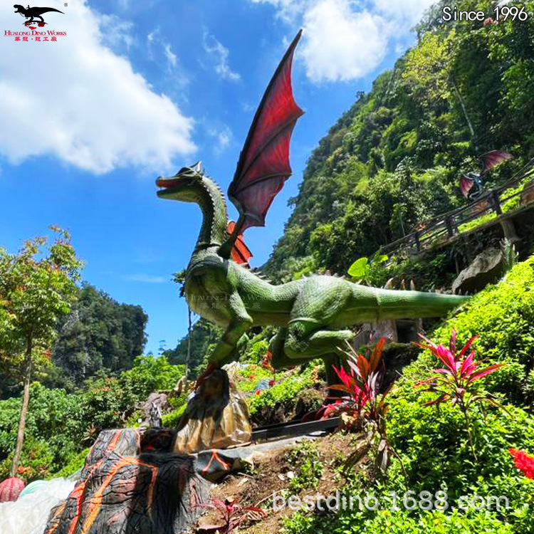 大型仿真恐龙动物模型西方飞龙雕塑广场公园景区摆件厂家电动展览