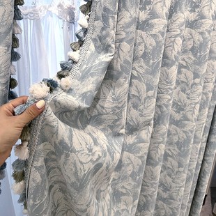 轻奢法式2024年新款高级感客厅卧室奶油风雪尼尔遮光花布窗帘百合