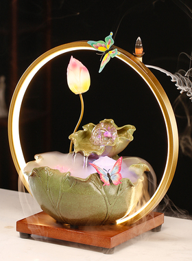 流水招财生财摆件创意循环水喷泉中式家居客厅玄关办公室桌面装饰