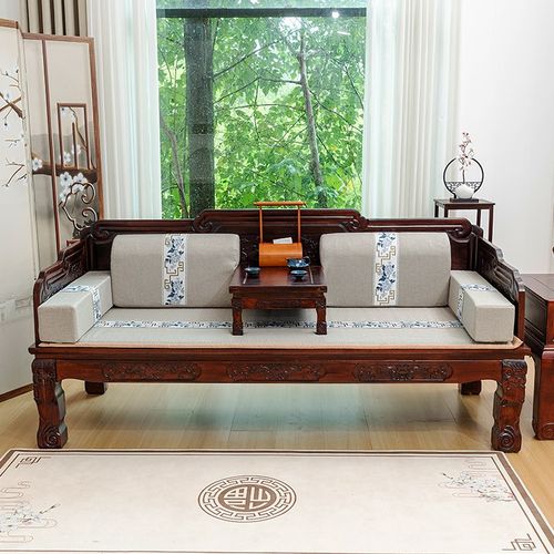 新中式罗汉床垫红木沙发坐垫老式实木椅垫双面四季防滑海绵垫定制