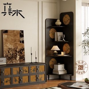 真木良造/ 画屏法式复古风实木三角柜转角置物架墙角柜卧室新中式