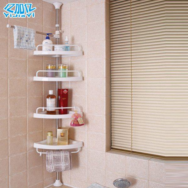 亿加亿顶天立地置物架浴室落地免打孔厕所转角架卫生间三角收纳架