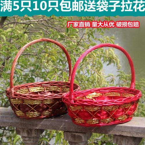 藤编水果篮送礼篮过节福利篮采摘篮手提篮花篮柳编手提篮鸡蛋篮子