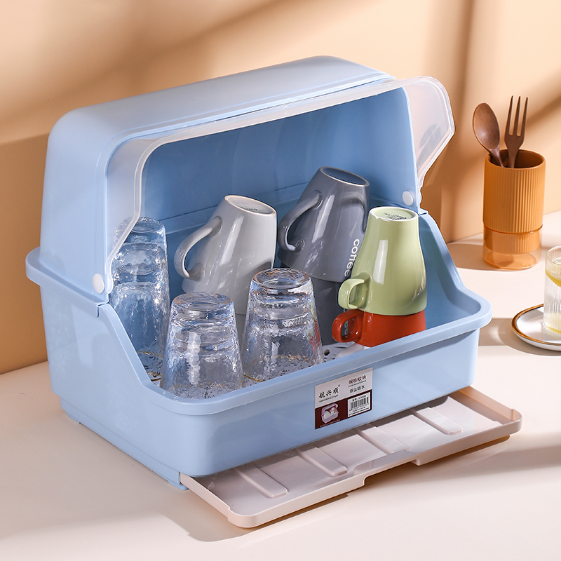 沥水杯架放玻璃杯子的托盘茶杯架子收纳盒置物架防尘创意家用挂架