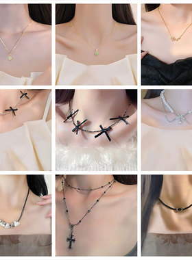 轻奢合金蝴蝶结珍珠颈链