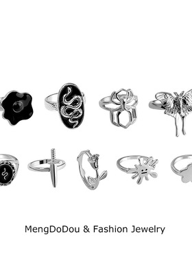 暗黑玫瑰朋克戒指2542