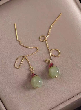 法式复古简约长款耳环S925银针新款女气质高级感时尚百搭耳线耳饰