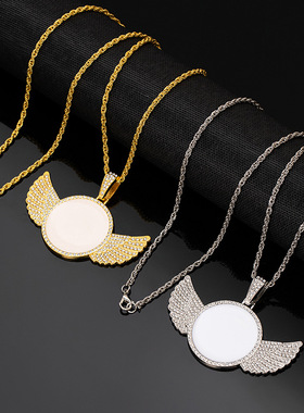 跨境爆款镶钻翅膀项链