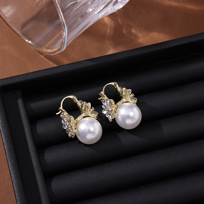 韩版锆石猫眼石珍珠耳扣