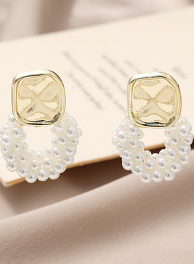 复古珍珠耳钉轻奢简约