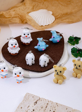 欧美新款可爱卡通小鸡耳环饰品 个性创意大象小熊海豚耳饰女