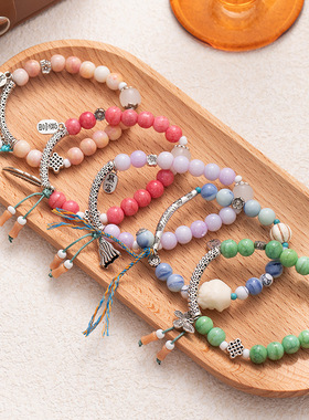 彩色多巴胺手链女复古风