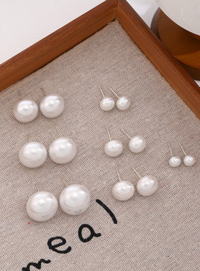 银针法式优雅高级感轻奢珍珠百搭耳钉 小众ins风简约设计感耳环女