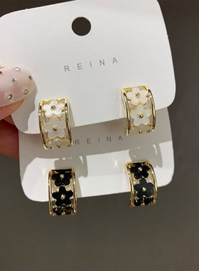 花朵圈圈~小众设计感高级耳钉女新款潮镂空耳环时尚百搭经典耳饰