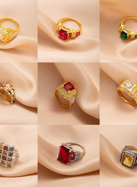 跨境热销欧美风超闪方钻戒指