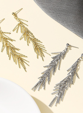 高级感波西米亚流苏耳环气质显脸小银针耳坠轻奢简约精致百搭耳饰