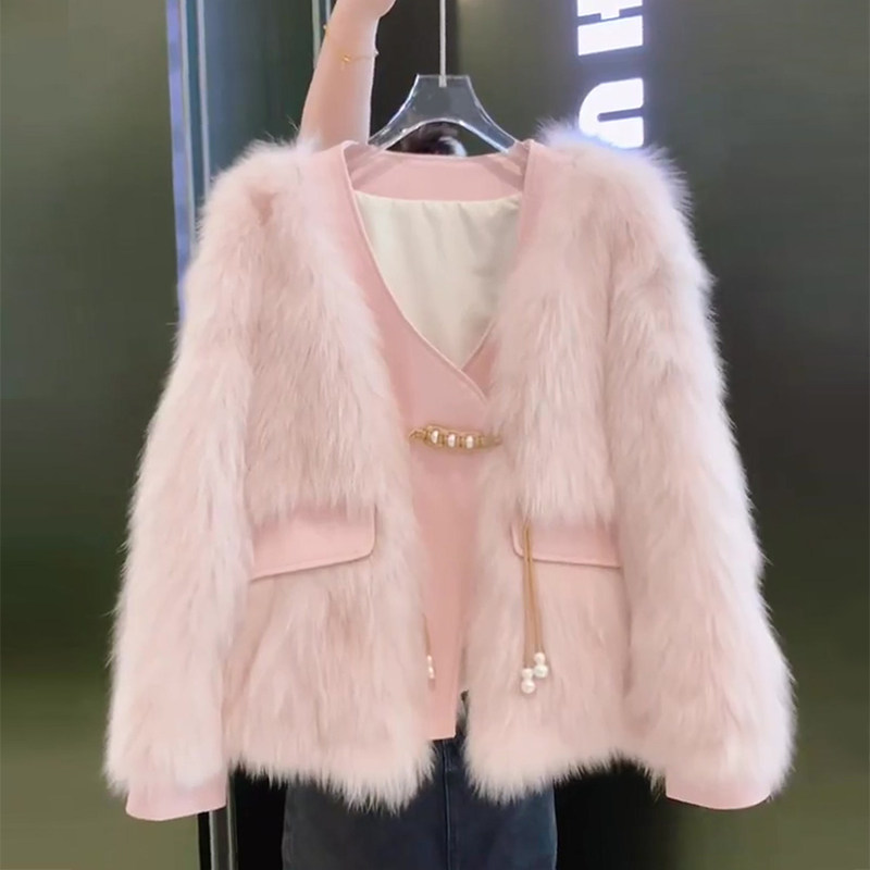 女冬季高级感短款皮毛一体毛毛上衣气质小香风仿狐狸毛皮草外套,女装/女士精品,皮草,淘宝优惠券,粉丝福利购,淘宝优惠卷