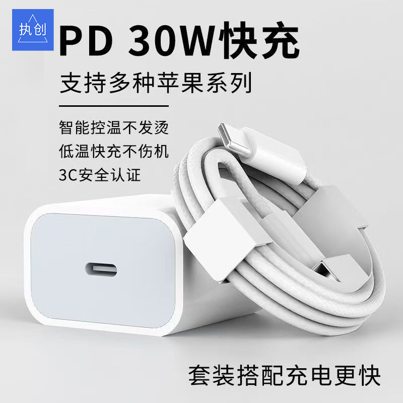 执创适用苹果iPad充电器Pro官方原30W套装iPad10平板专用mini7/6正品Air6/5/4充电线双typec快充插头16/15/14