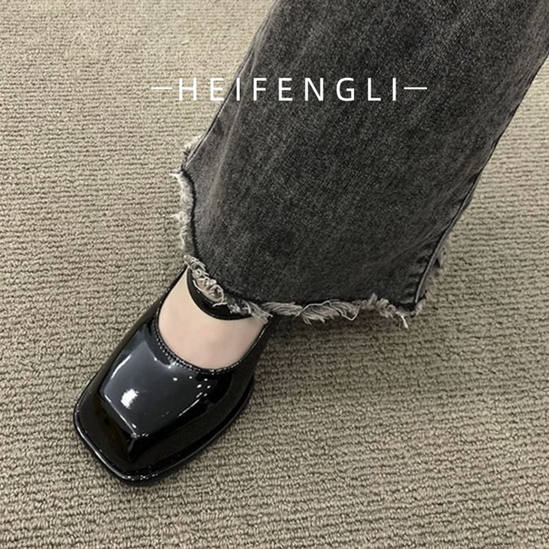 法式玛丽珍鞋2025新款春季设计感小众黑色粗跟高跟鞋女鞋韩系单鞋