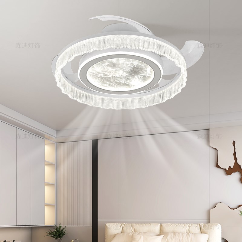 2025新款卧室隐形风扇吸顶灯现代简约大气高级感静音餐厅吊扇灯具