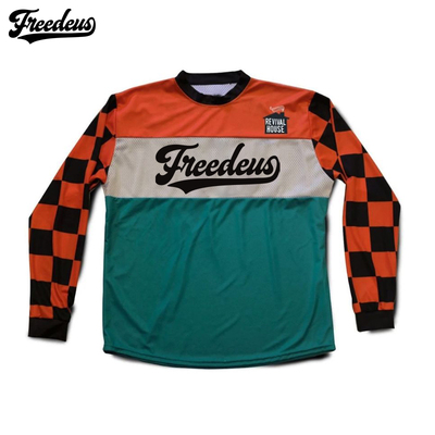 2023夏天复古越野摩托车速降骑行服长袖速干衣透气林道山地车T恤